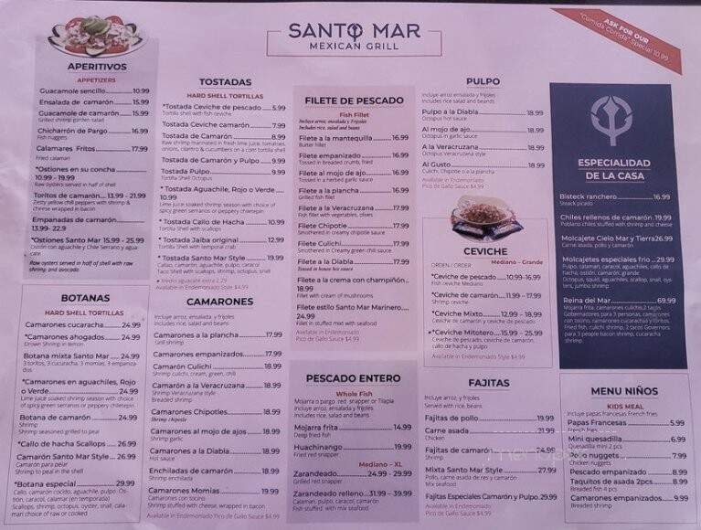 Santo Mar Mexican Grill - Phoenix, AZ menu_pic