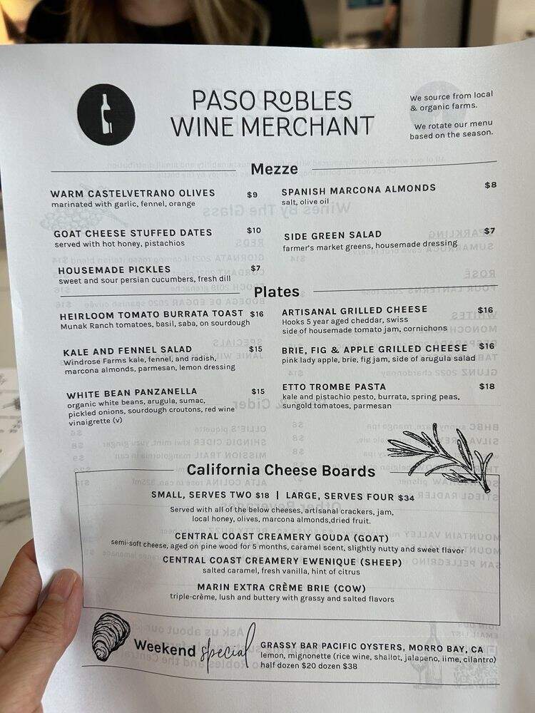 Paso Robles Wine Merchant - Paso Robles, CA menu_pic
