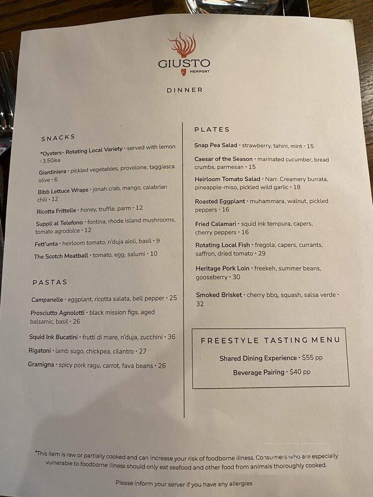 Giusto Newport - Newport, RI menu_pic