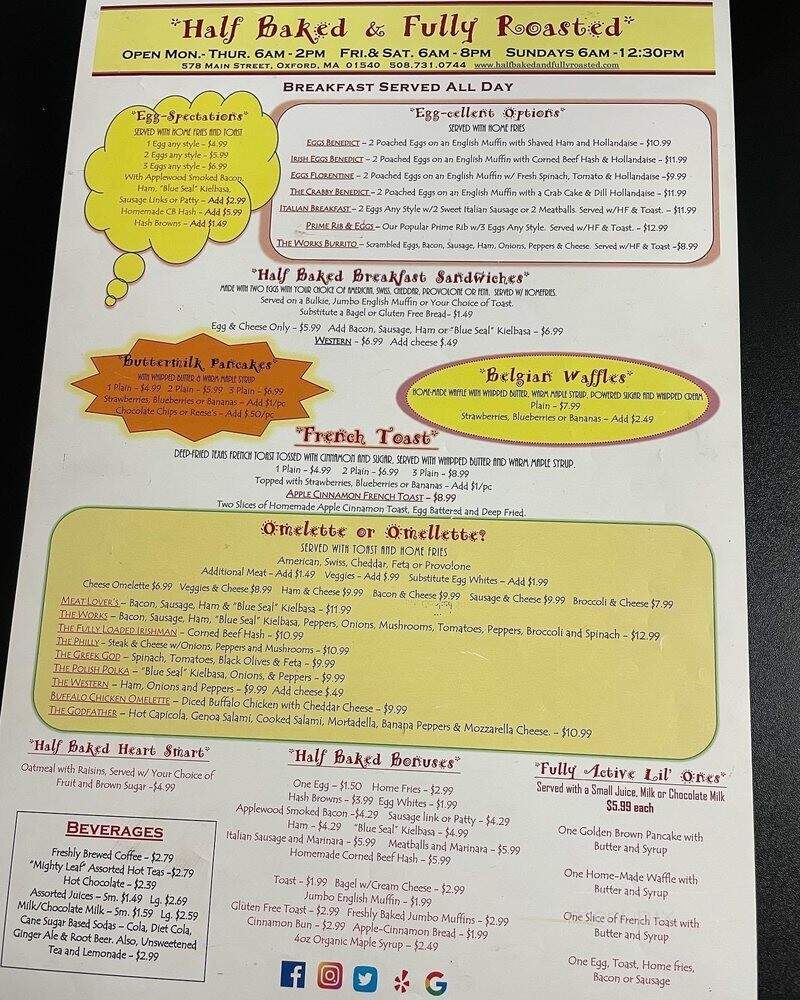 Half Baked & Fully Roasted - Oxford, MA menu_pic