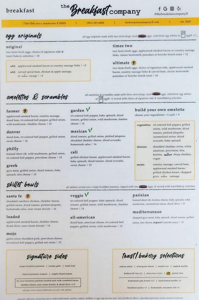 The Breakfast Company - Bradenton, FL menu_pic
