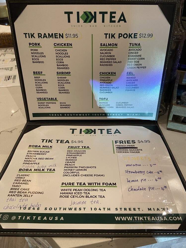 Tik Tea - Miami, FL menu_pic