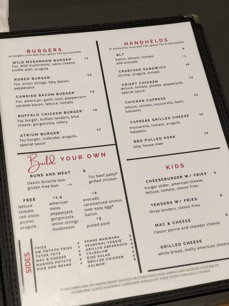 Atrium On Main - Pawtucket, RI menu_pic