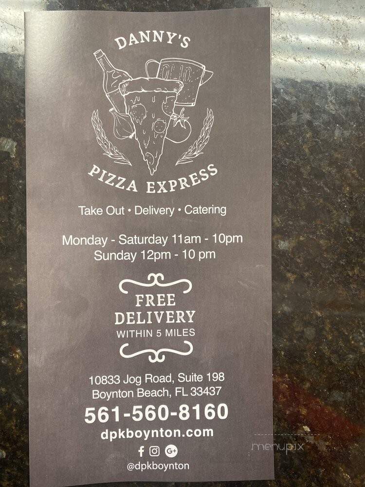 Dannys Pizza Express - Boynton Beach, FL menu_pic