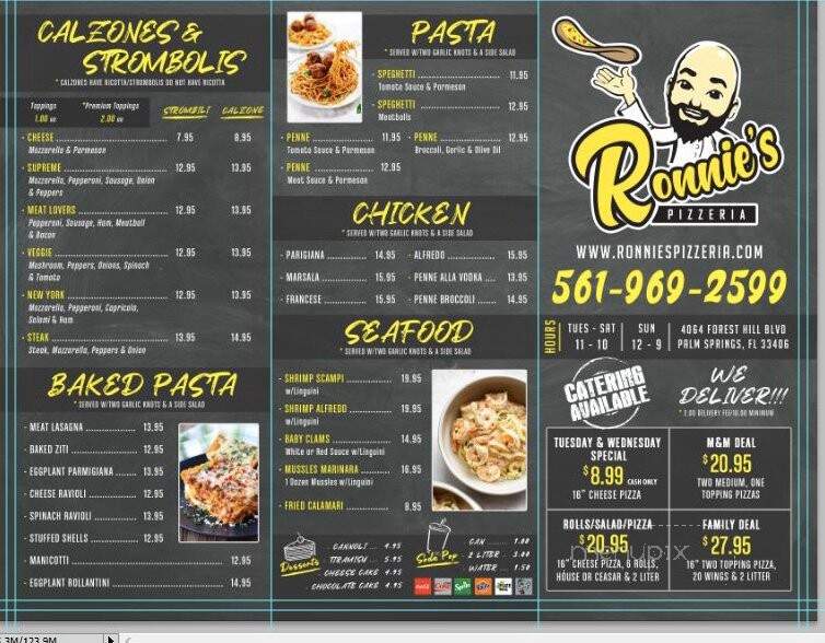 Ronnie's Pizzeria - Palm Springs, FL menu_pic
