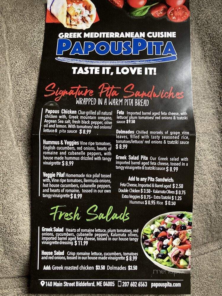 Papous Pita - Biddeford, ME menu_pic