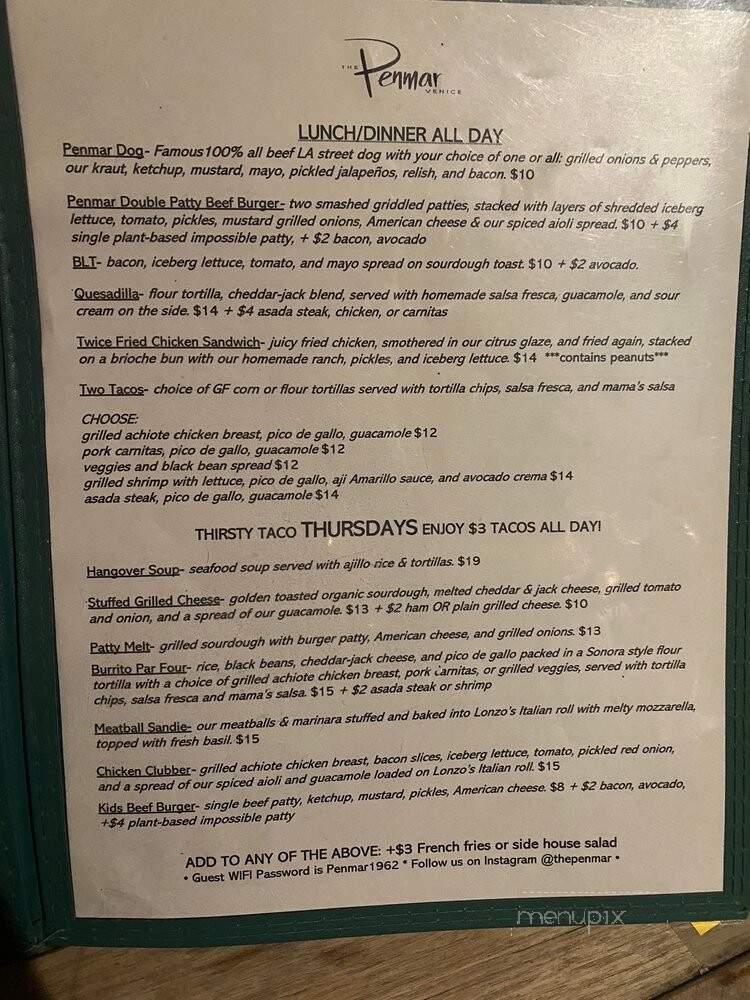 The Penmar - Venice, CA menu_pic