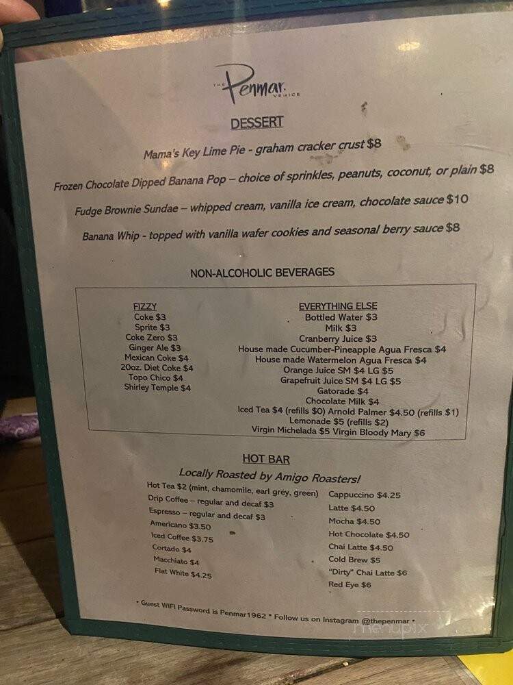 The Penmar - Venice, CA menu_pic