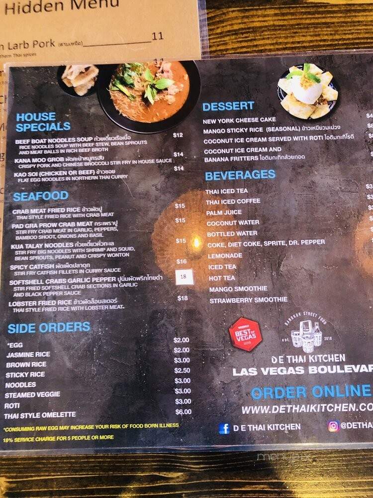 D E Thai Kitchen - Las Vegas, NV menu_pic