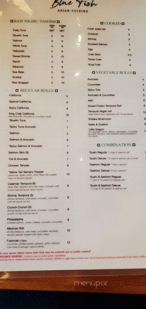 Blue Fish - Dearborn, MI menu_pic