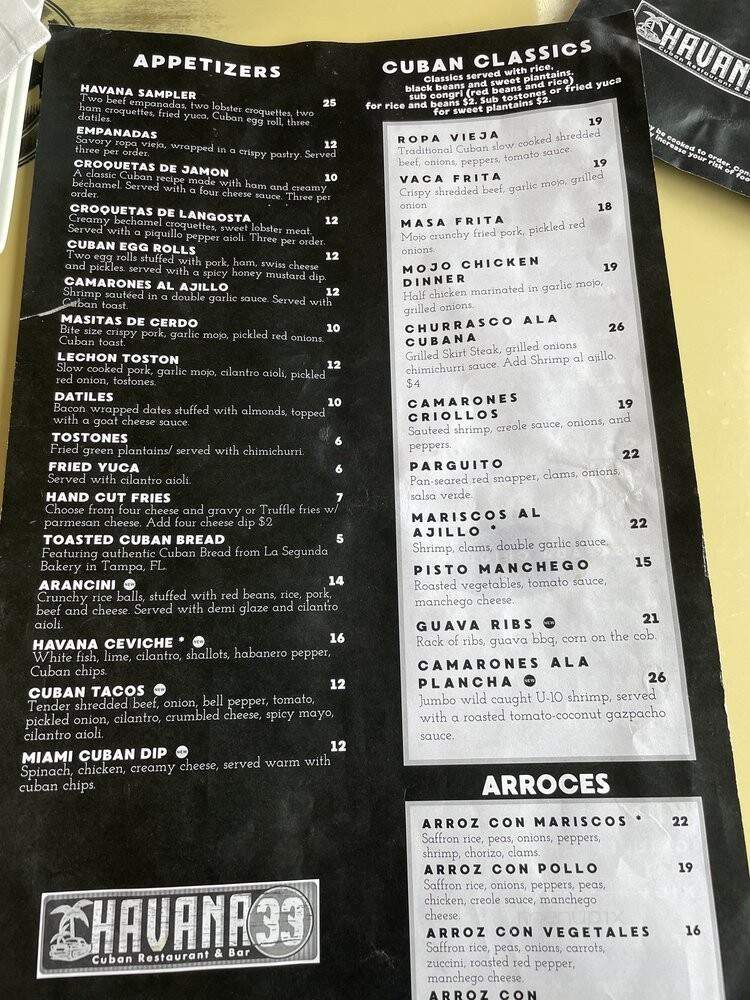 Havana 33 - Mooresville, NC menu_pic