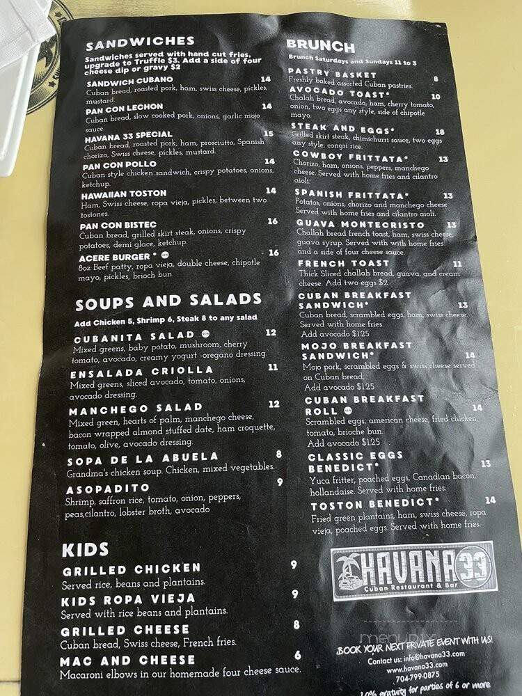 Havana 33 - Mooresville, NC menu_pic
