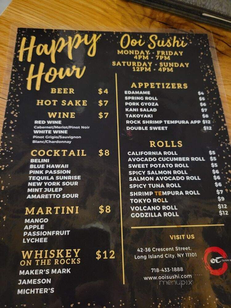 Ooi Sushi and Bar - New York, NY menu_pic