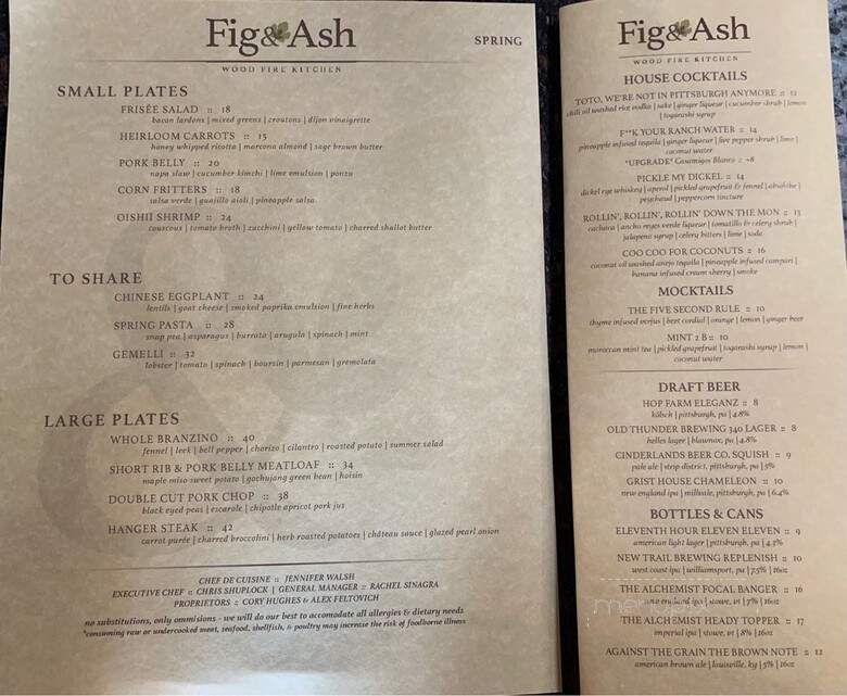 Fig & Ash Wood Fire Kitchen - Pittsburgh, PA menu_pic