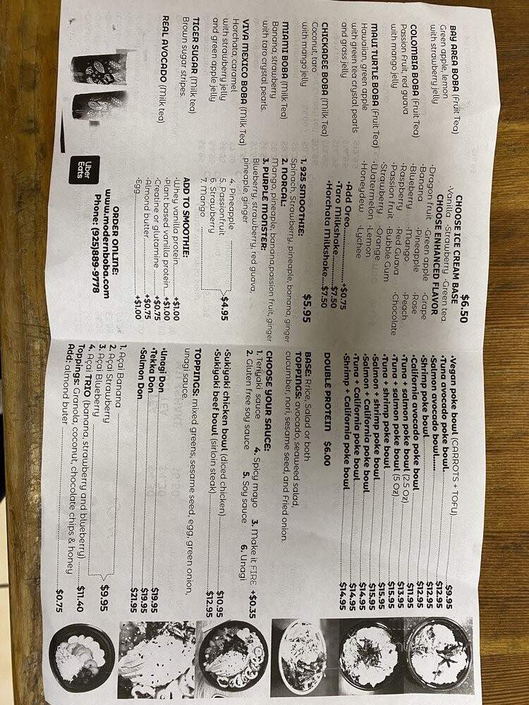 Modern Boba - Clayton, CA menu_pic