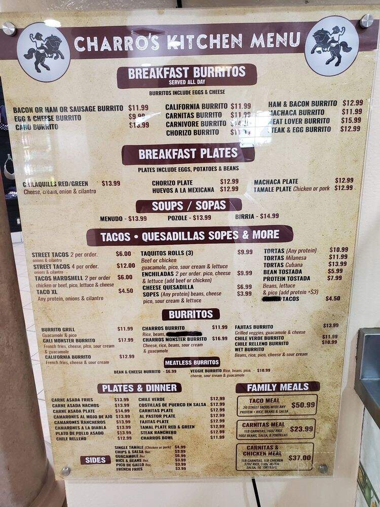 Charro's Kitchen - Foothill Ranch, CA menu_pic