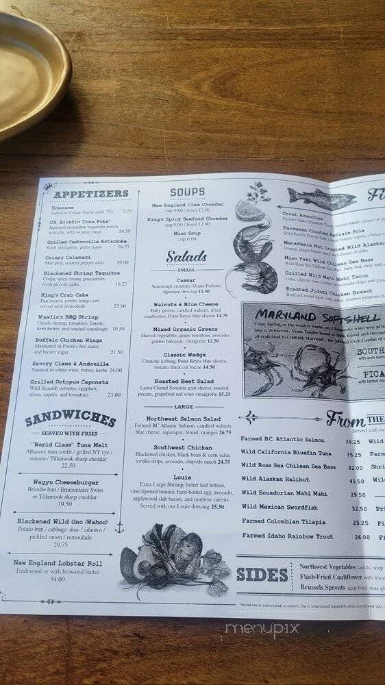 King's Fish House - San Jose, CA menu_pic