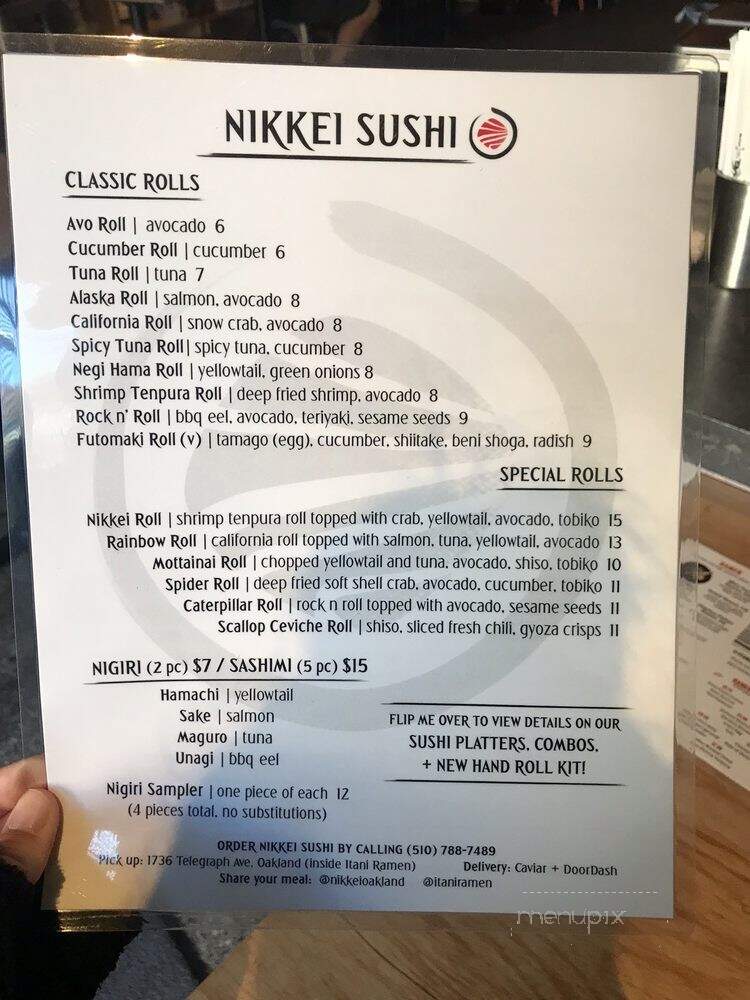 Nikkei Sushi - Oakland, CA menu_pic
