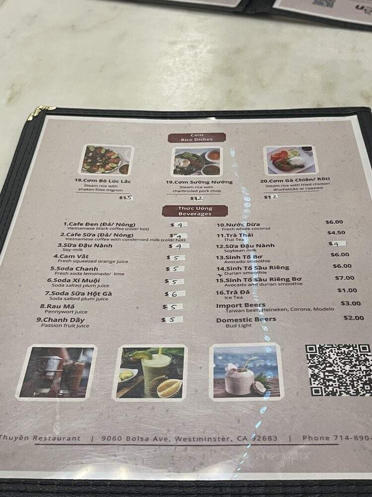 Phi Thuyen Restaurant - Westminster, CA menu_pic