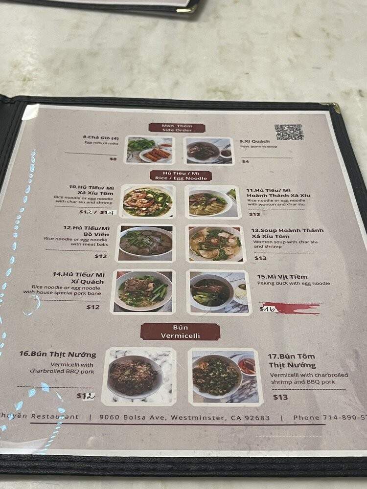 Phi Thuyen Restaurant - Westminster, CA menu_pic