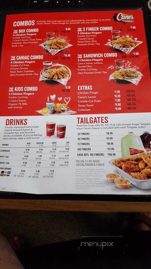 Raising Cane's Chicken Fingers - Beaumont, CA menu_pic