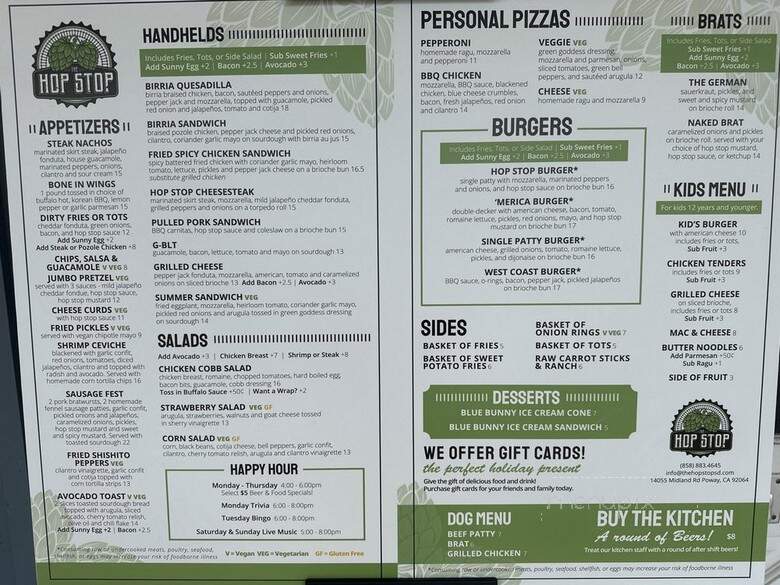 The Hop Stop - Poway, CA menu_pic