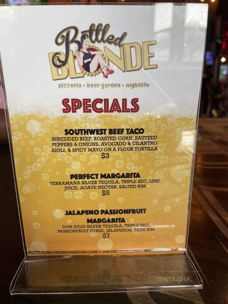 Bottled Blonde - Houston, TX menu_pic