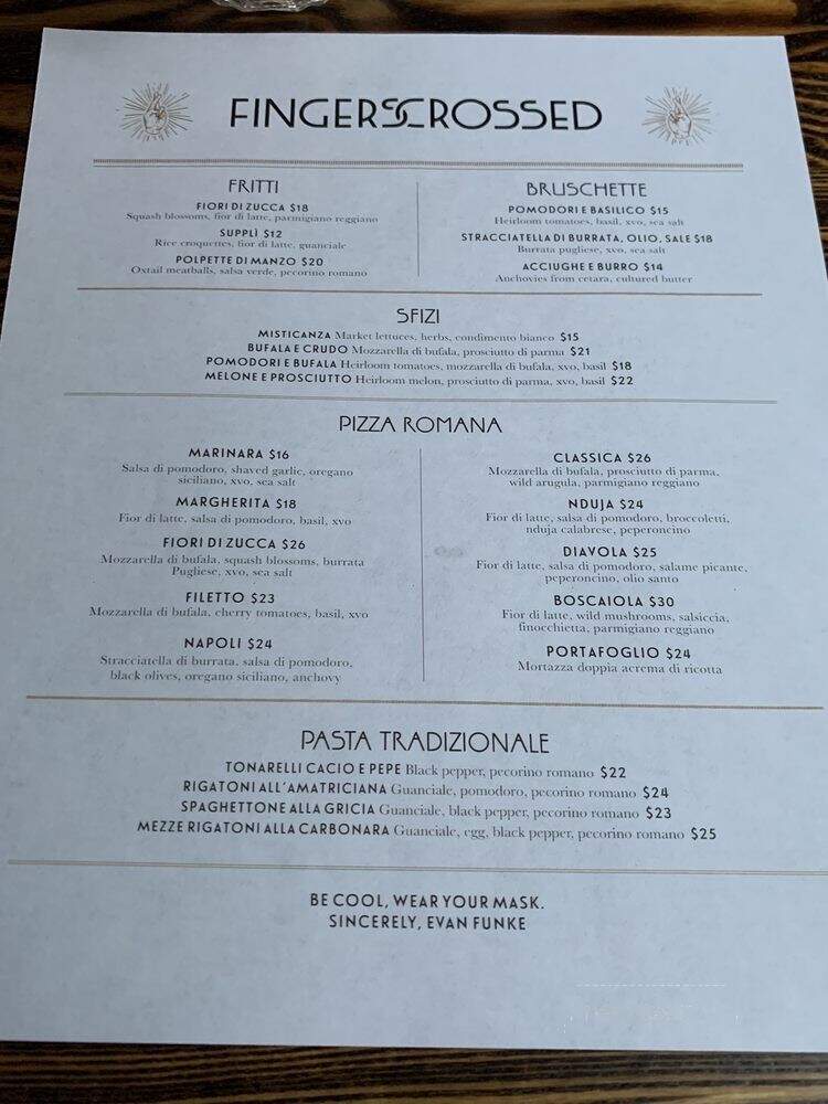 Fingers Crossed - Los Angeles, CA menu_pic