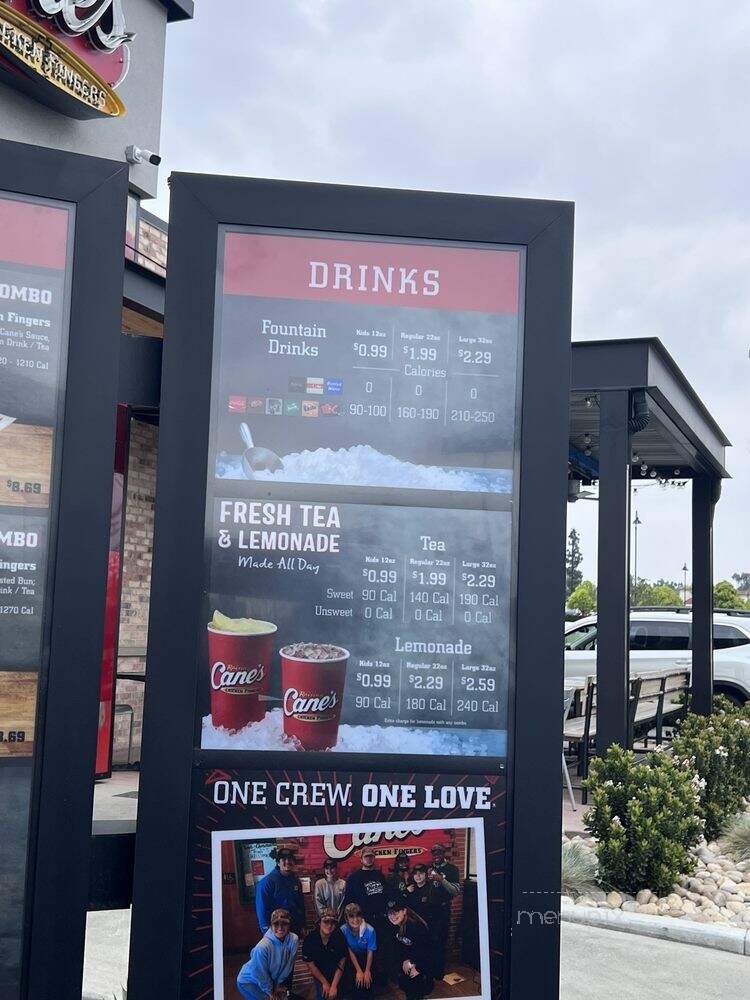 Raising Cane's Chicken Fingers - Glendora, CA menu_pic