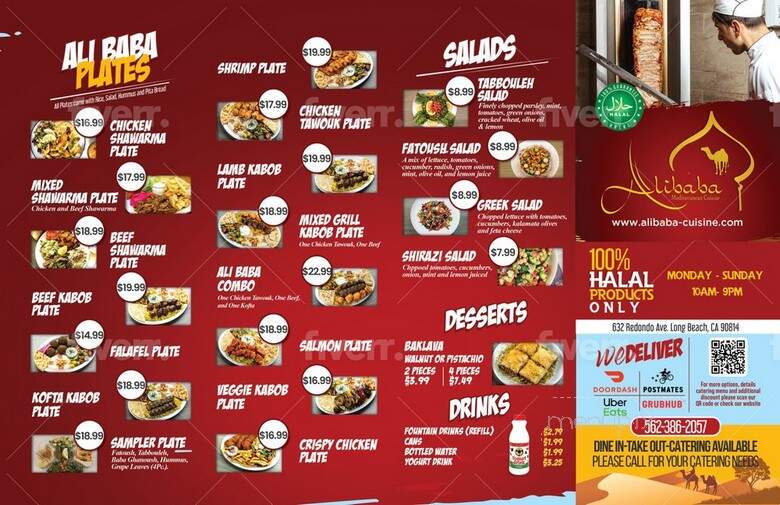 Alibaba Mediterranean Restaurant - Long Beach, CA menu_pic