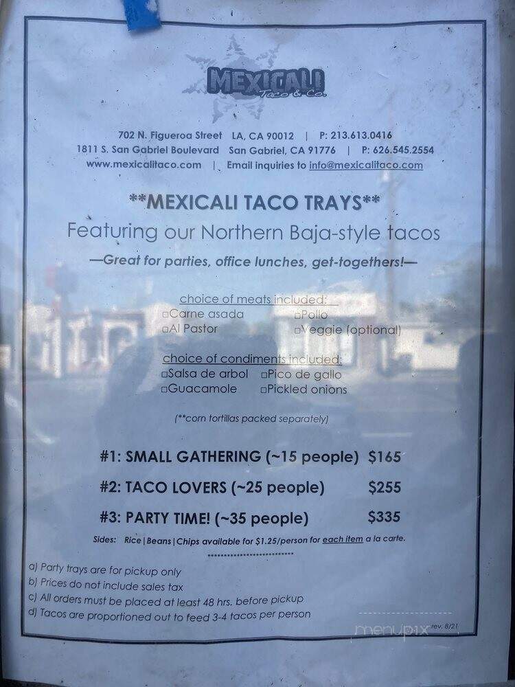 Mexicali Taco & Co - San Gabriel, CA menu_pic
