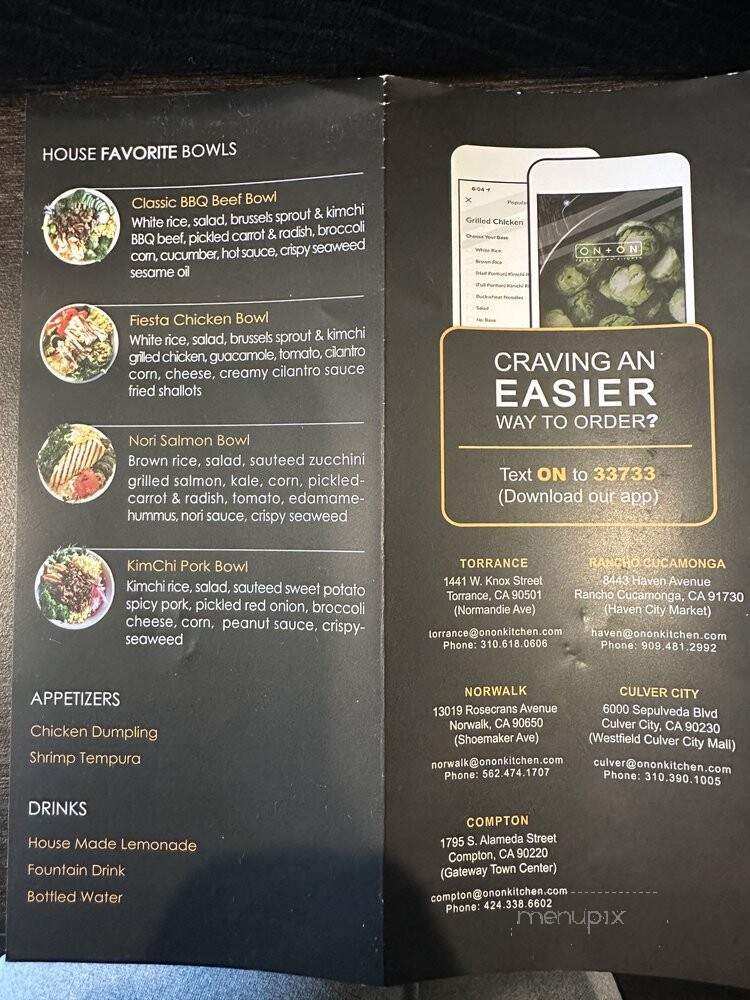 On and On Kitchen - Rancho Cucamonga, CA menu_pic