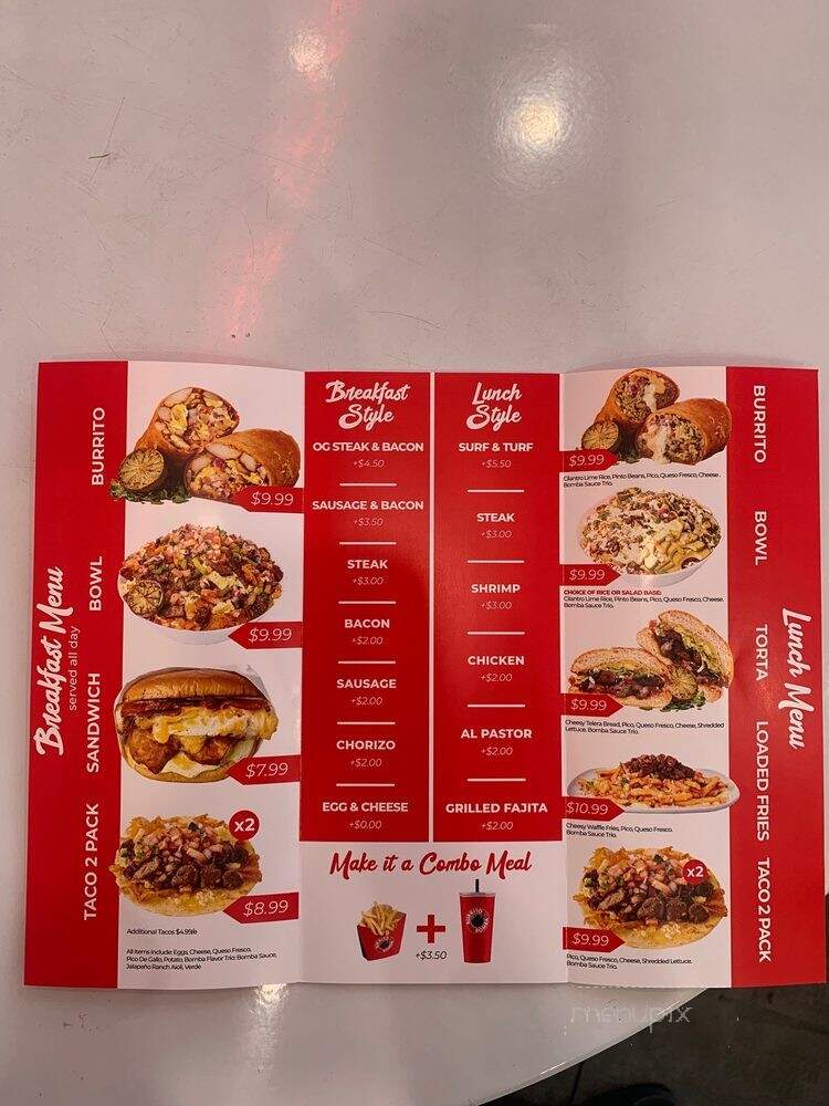 Burrito Bomba - Glendale, CA menu_pic