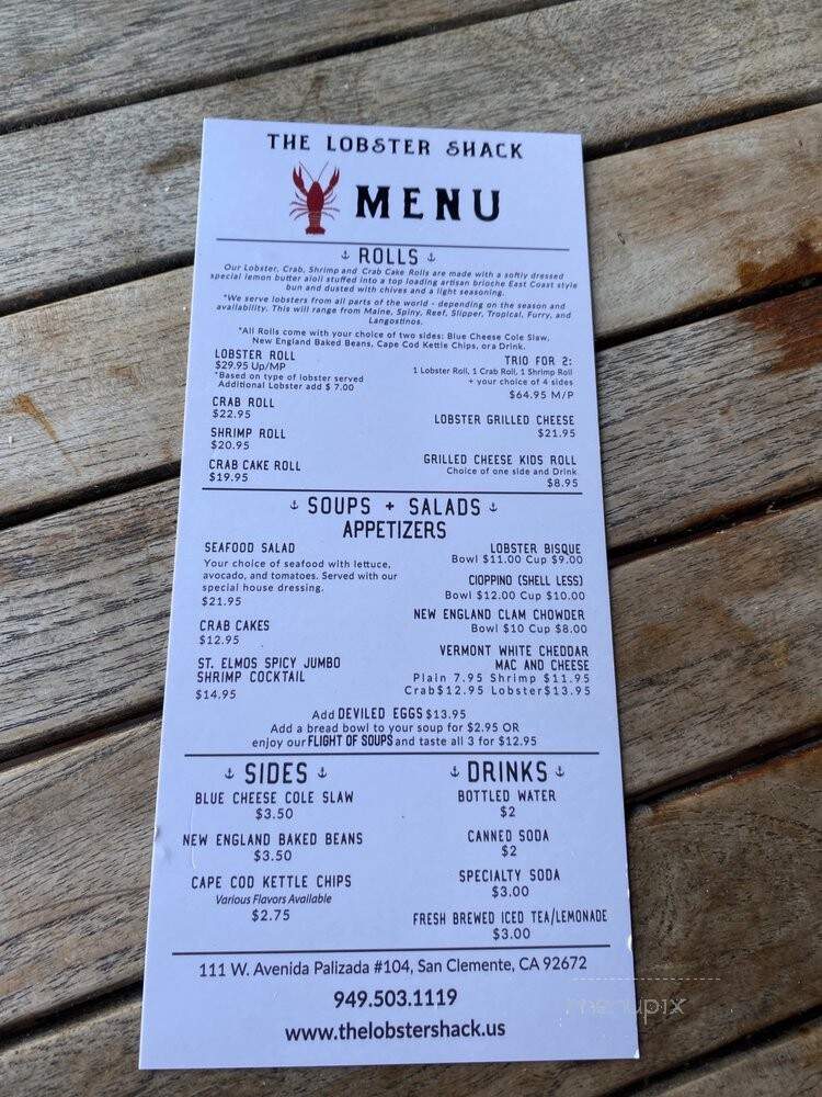The Lobster Shack - San Clemente, CA menu_pic