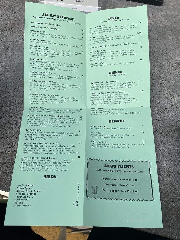 The BackYard - Oakland, CA menu_pic