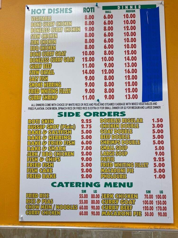 Roti R Us - Brooklyn, NY menu_pic