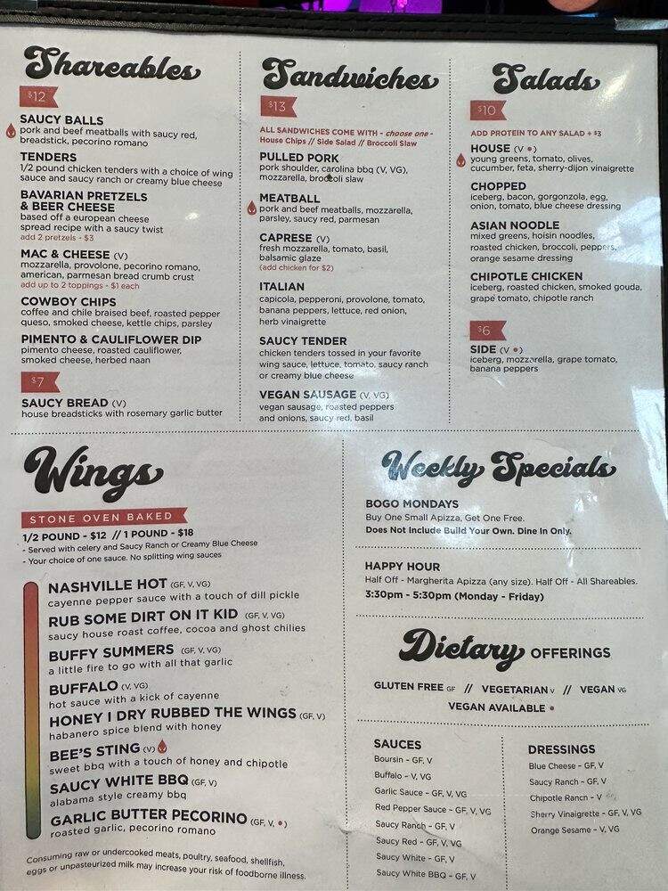 Saucy Brew Works - Columbus, OH menu_pic