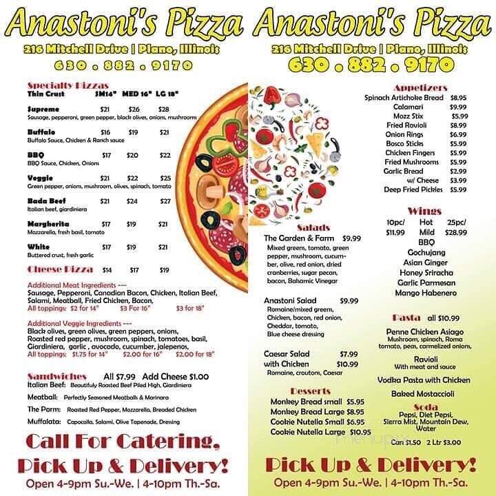 Anastoni's Pizza - Plano, IL menu_pic