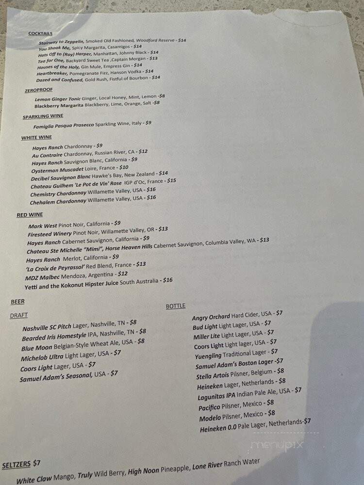 Zeppelin Nashville - Nashville, TN menu_pic