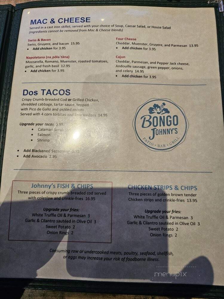Bongo Johnny's Patio Bar & Grill - Palm Springs, CA menu_pic