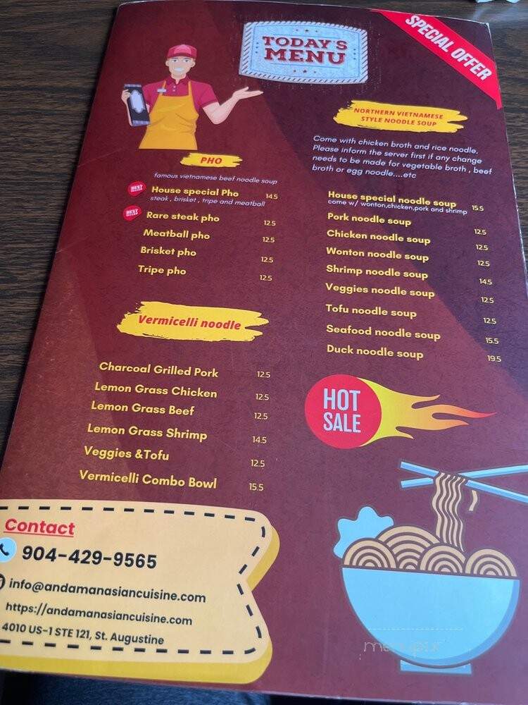 Andaman Asian Cuisine - St. Augustine, FL menu_pic