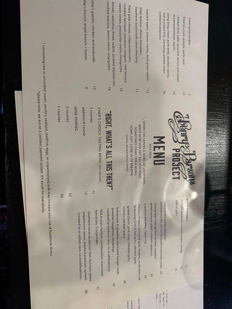 Henry Parsons Project - Pasadena, CA menu_pic