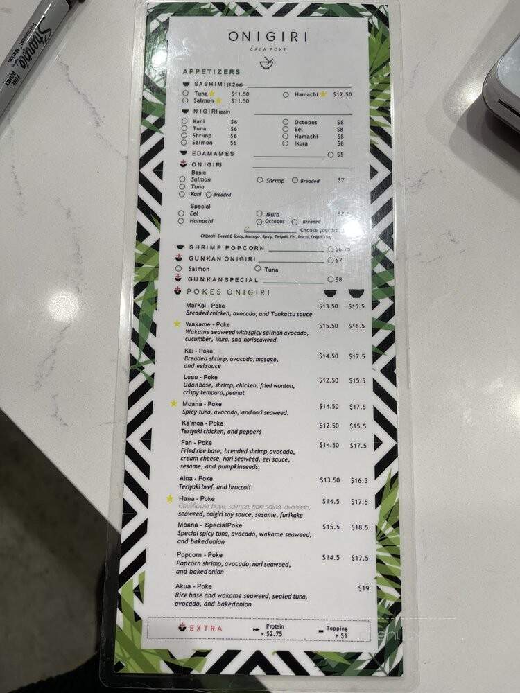 Onigiri Casa Poke - Miami, FL menu_pic