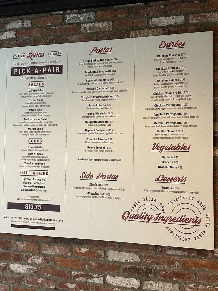 Lena's Italian Kitchen - New York, NY menu_pic