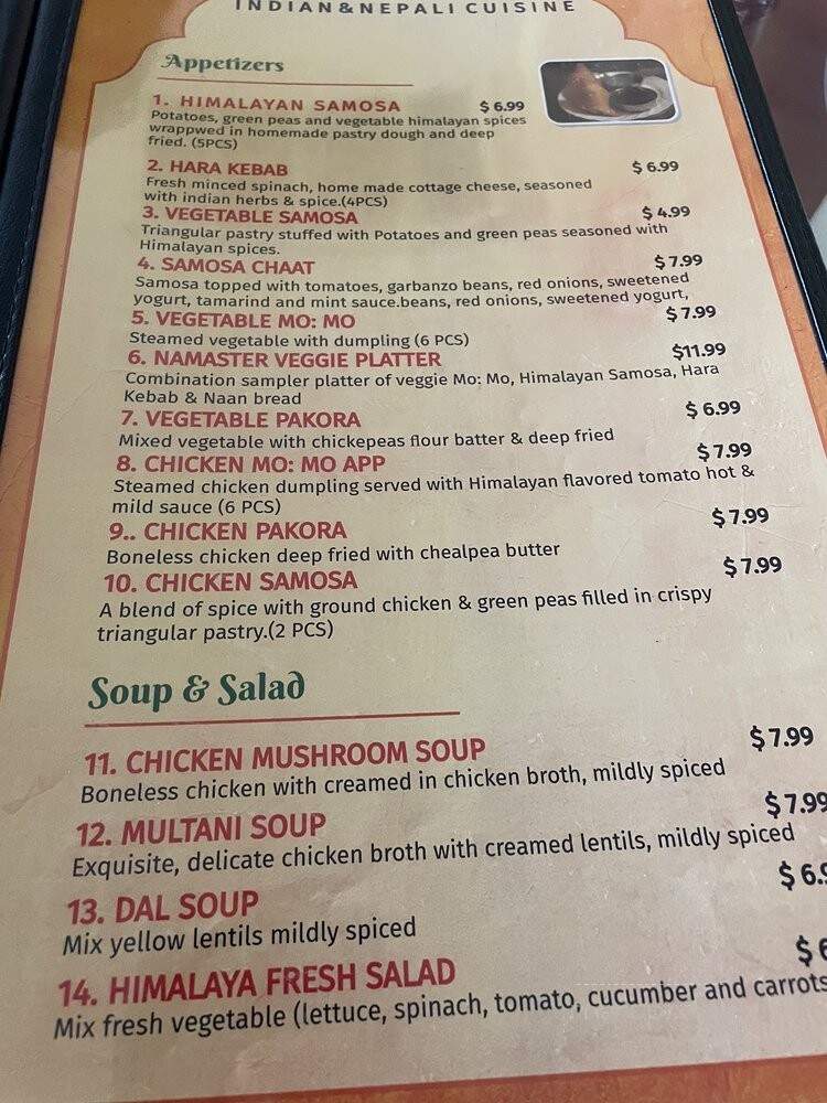 Taste of Himalaya - Jackson, CA menu_pic