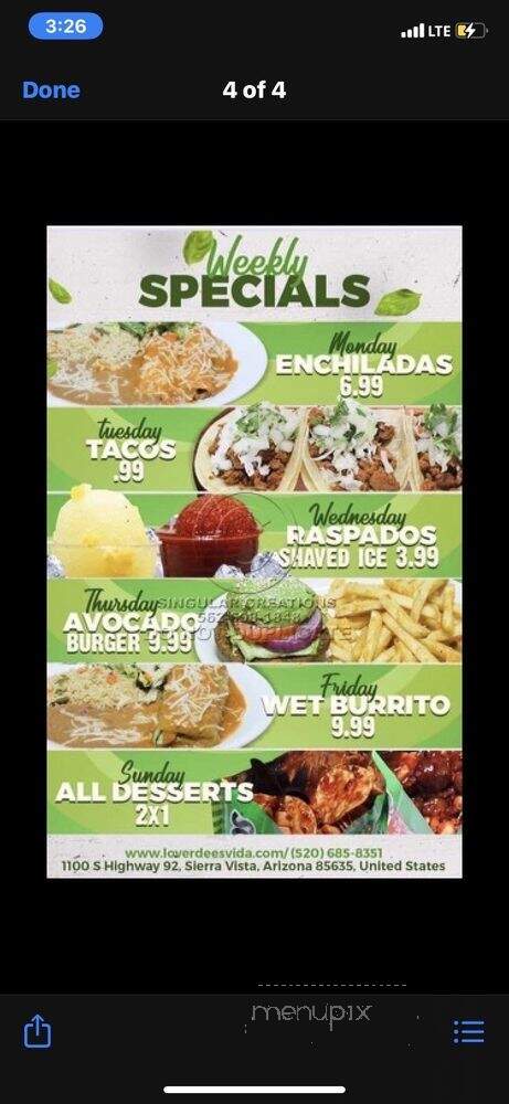 Verde Es Vida - Sierra Vista, AZ menu_pic