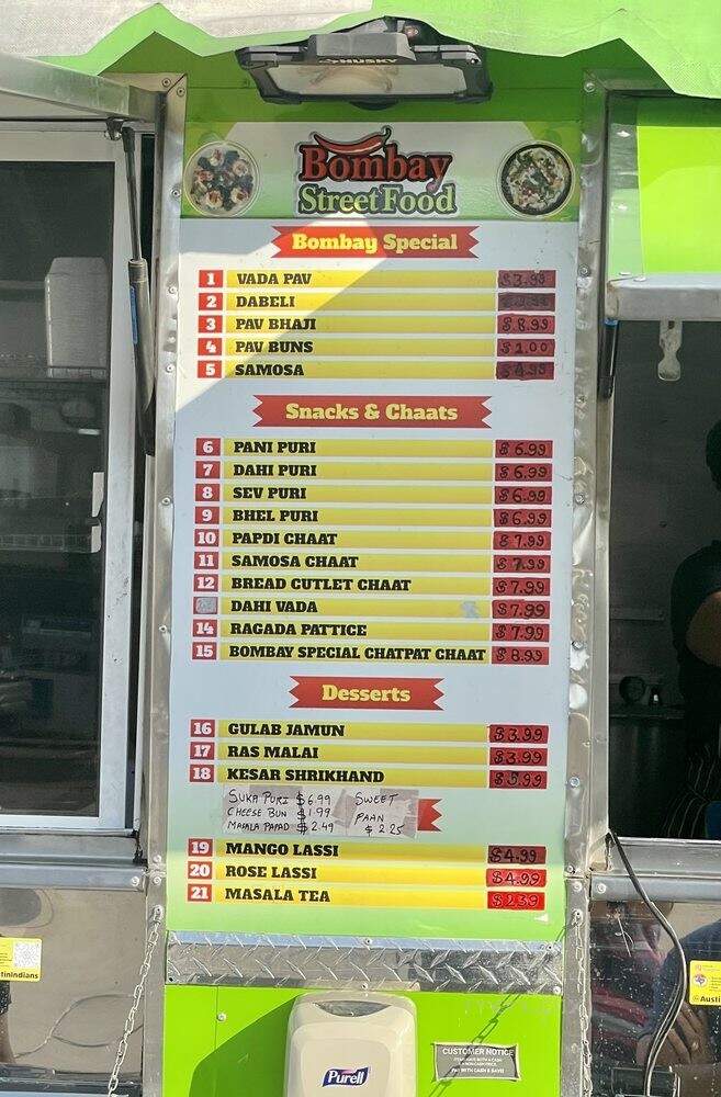 Bombay Street Food - Austin, TX menu_pic