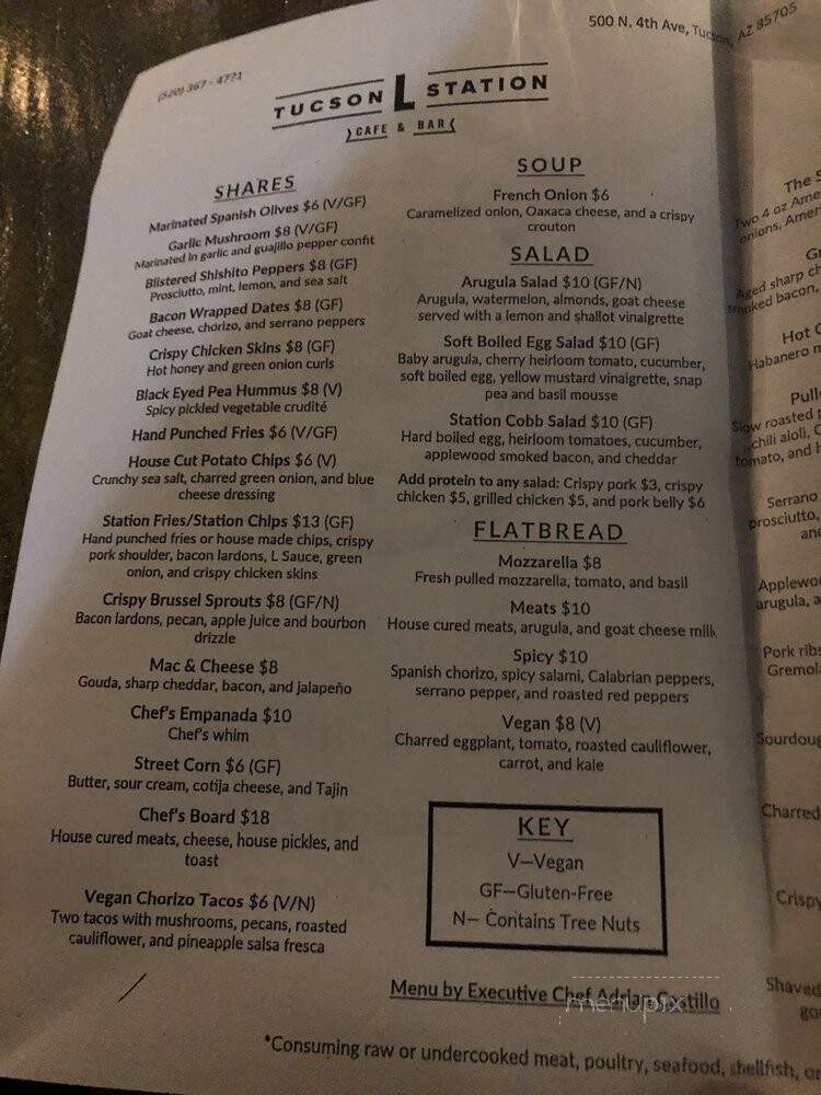 L Station Cafe & Bar - Tucson, AZ menu_pic