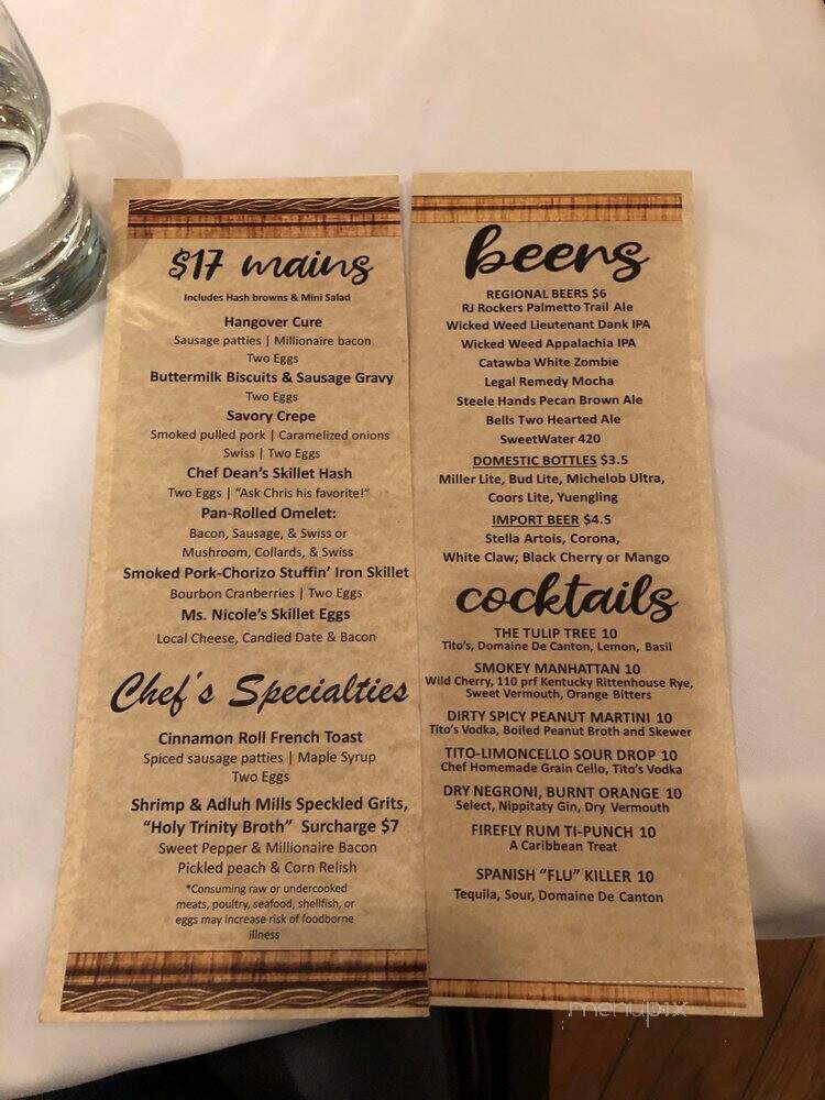 The Tulip Tree - Spartanburg, SC menu_pic