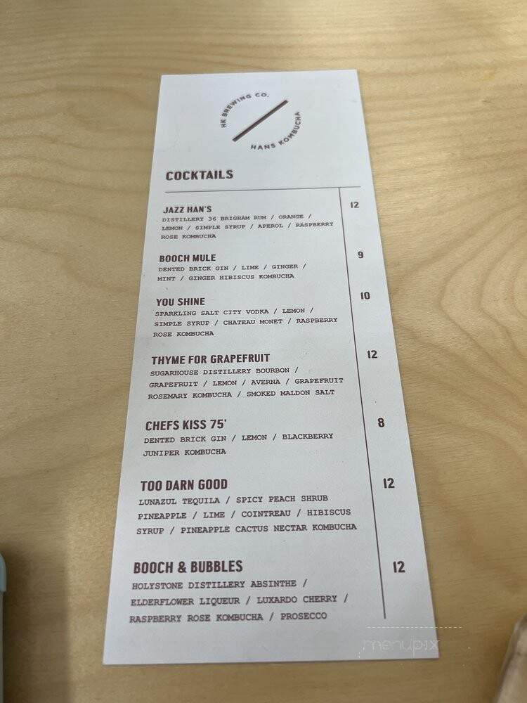 Han's Kombucha - Salt Lake City, UT menu_pic